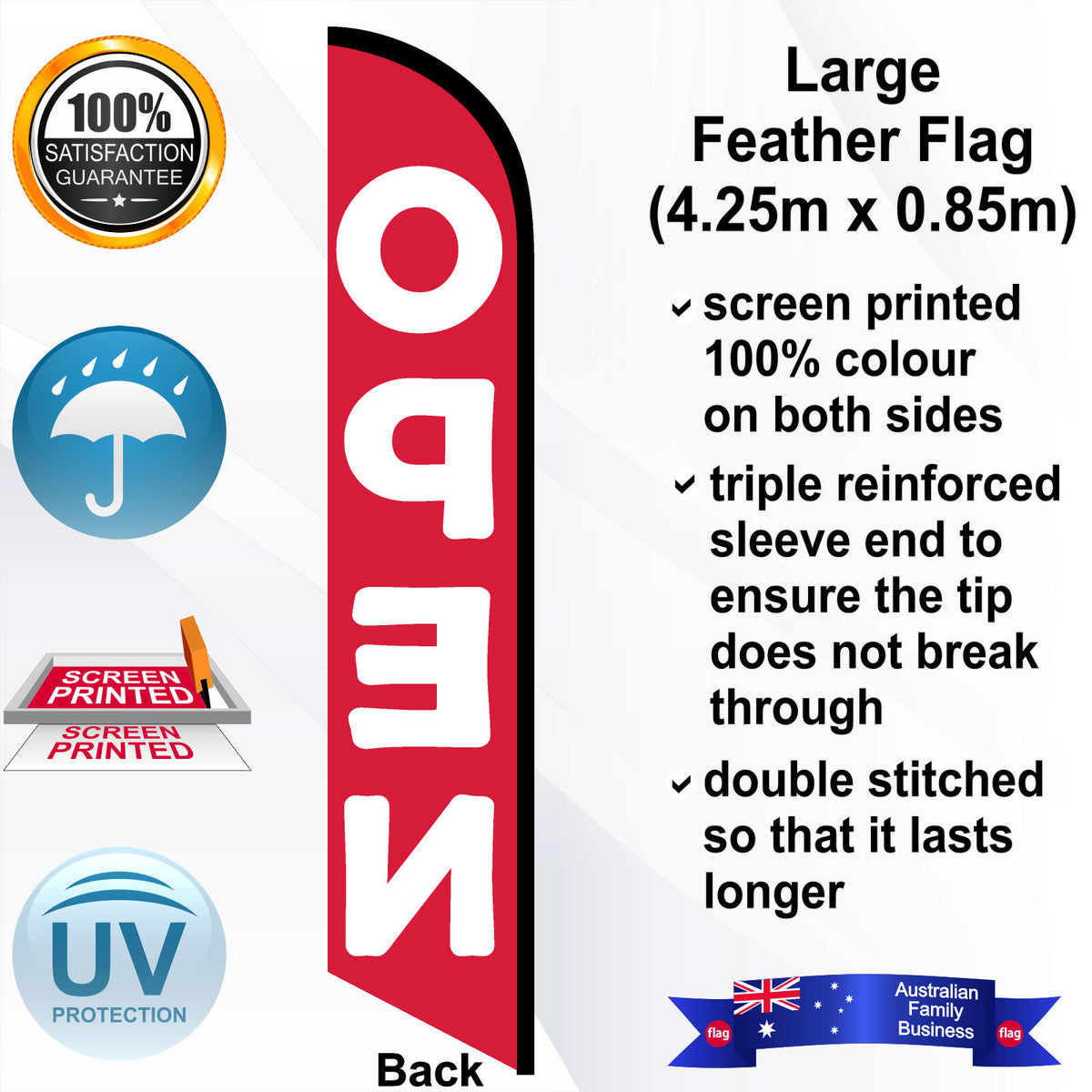 OPEN Feather Flag - Rear