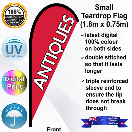 ANTIQUES Teardrop Flag - Front
