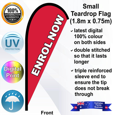 ENROL NOW Teardrop Flag - Front