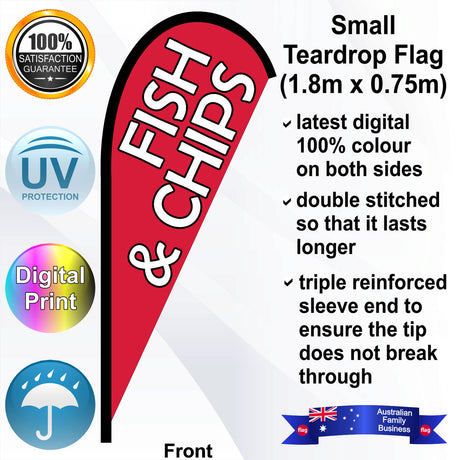 FISH AND CHIPS Teardrop Flag - Front
