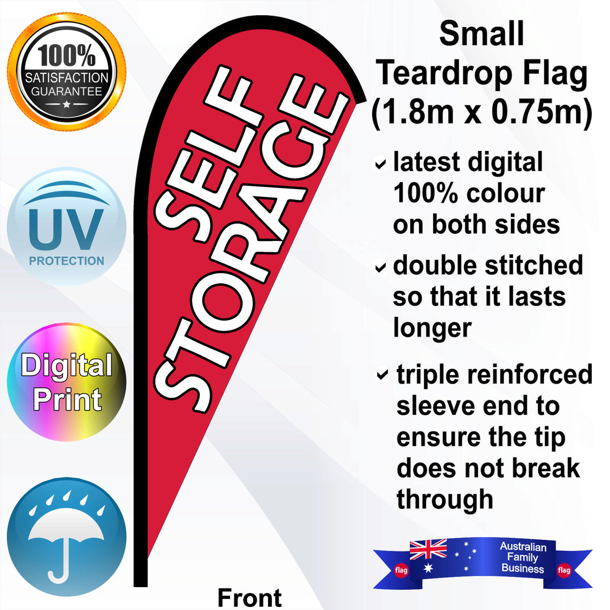 SELF STORAGE Teardrop Flag - Front