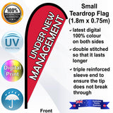 UNDER NEW MANAGEMENT Teardrop Flag - Front