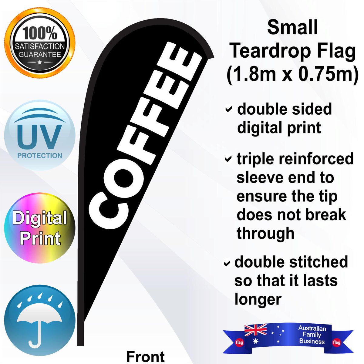 COFFEE Teardrop Flag - Front