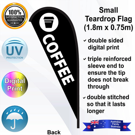 COFFEE (TAKEAWAYCUP) Teardrop Flag - Rear
