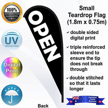 OPEN Teardrop Flag - Rear