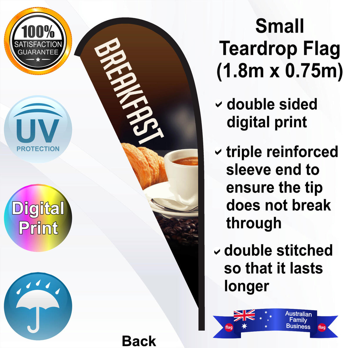 BREAKFAST Teardrop Flag - Rear
