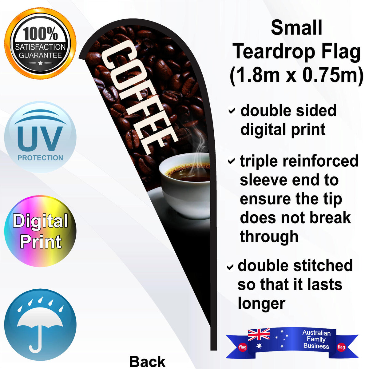 COFFEE Teardrop Flag - Rear