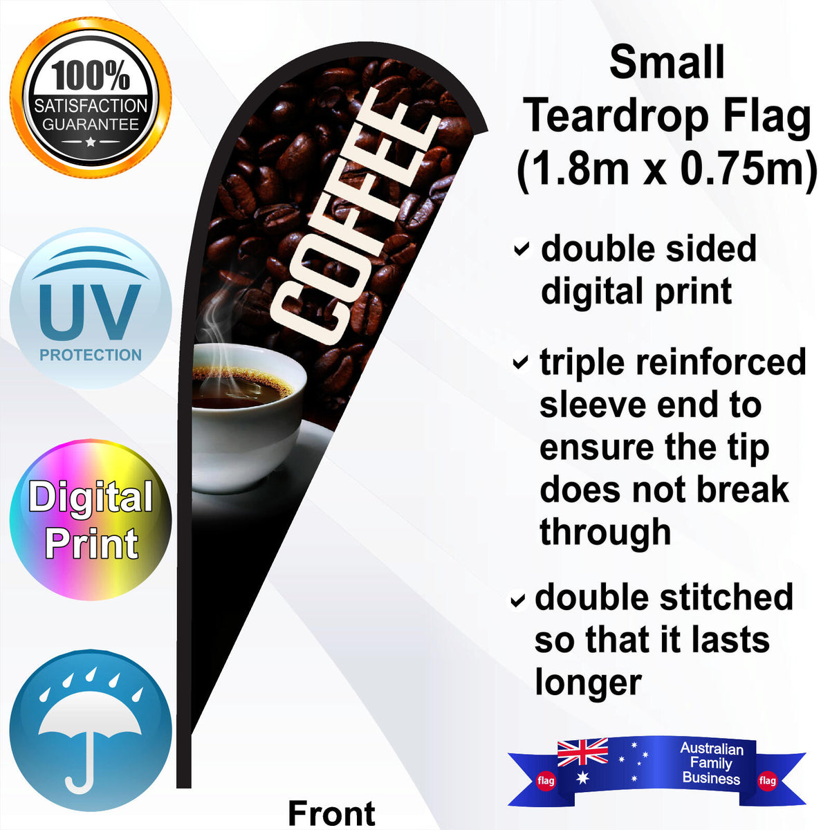 COFFEE Teardrop Flag - Front