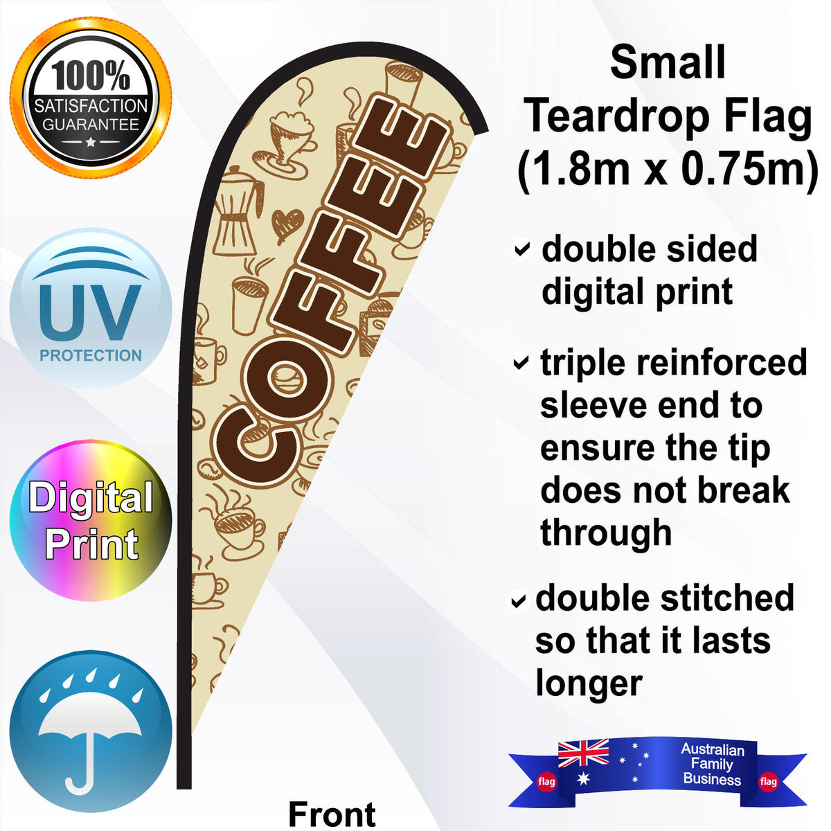 COFFEE Teardrop Flag - Front