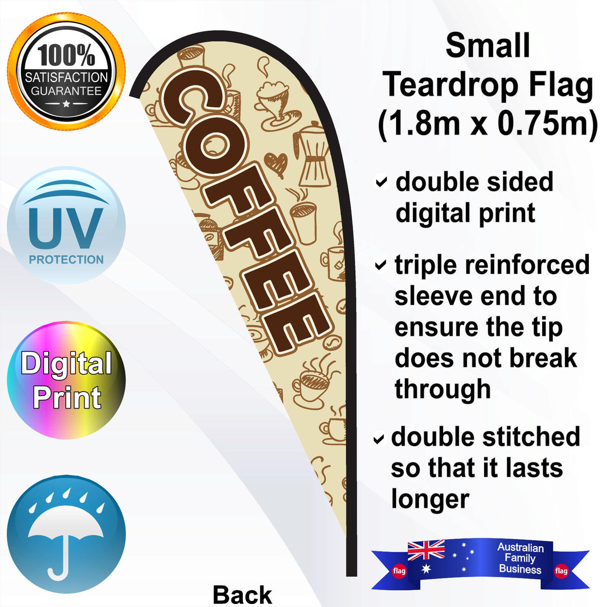 COFFEE Teardrop Flag - Rear