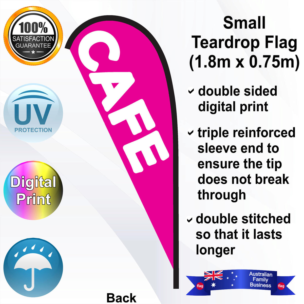 CAFE Teardrop Flag - Rear