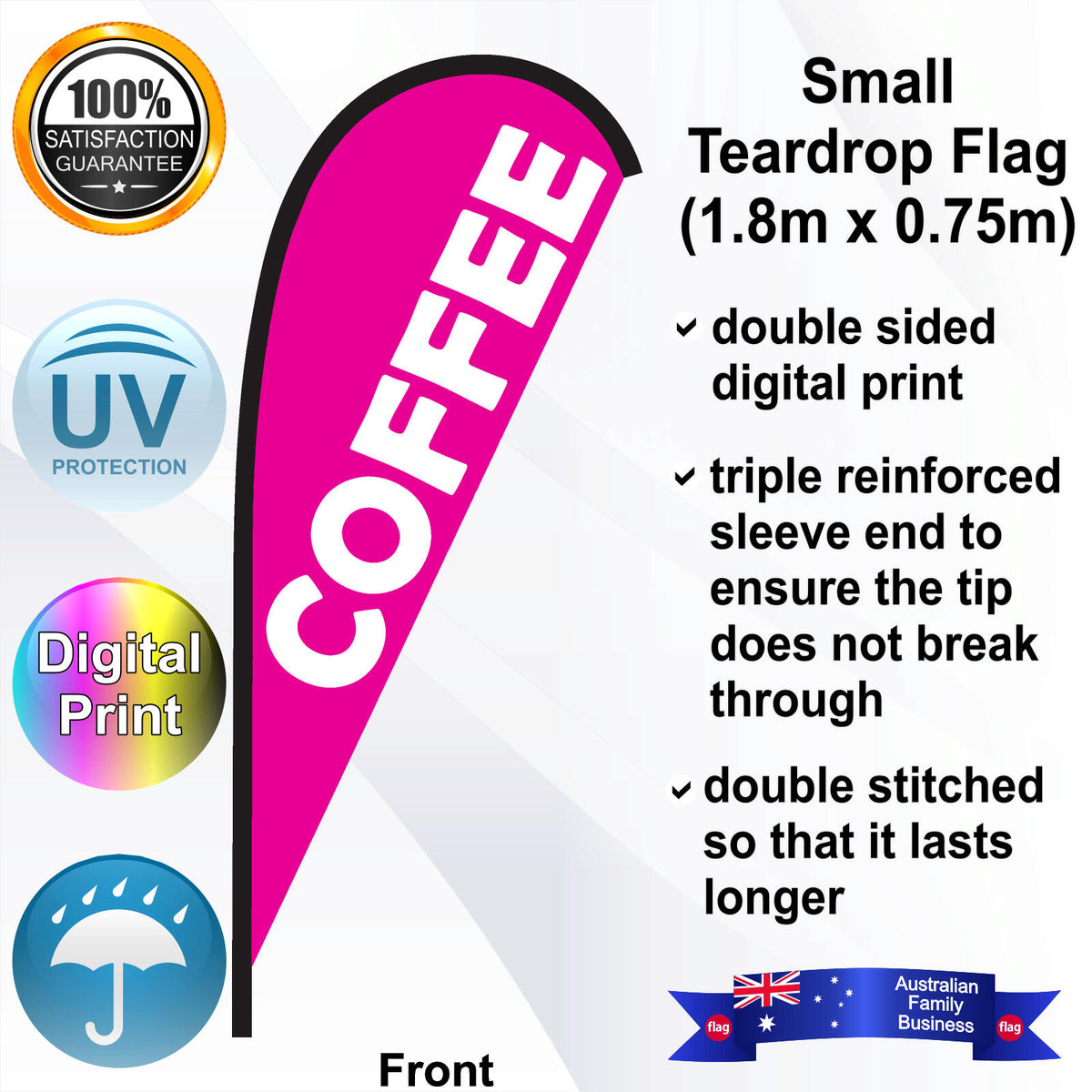 COFFEE Teardrop Flag - Front