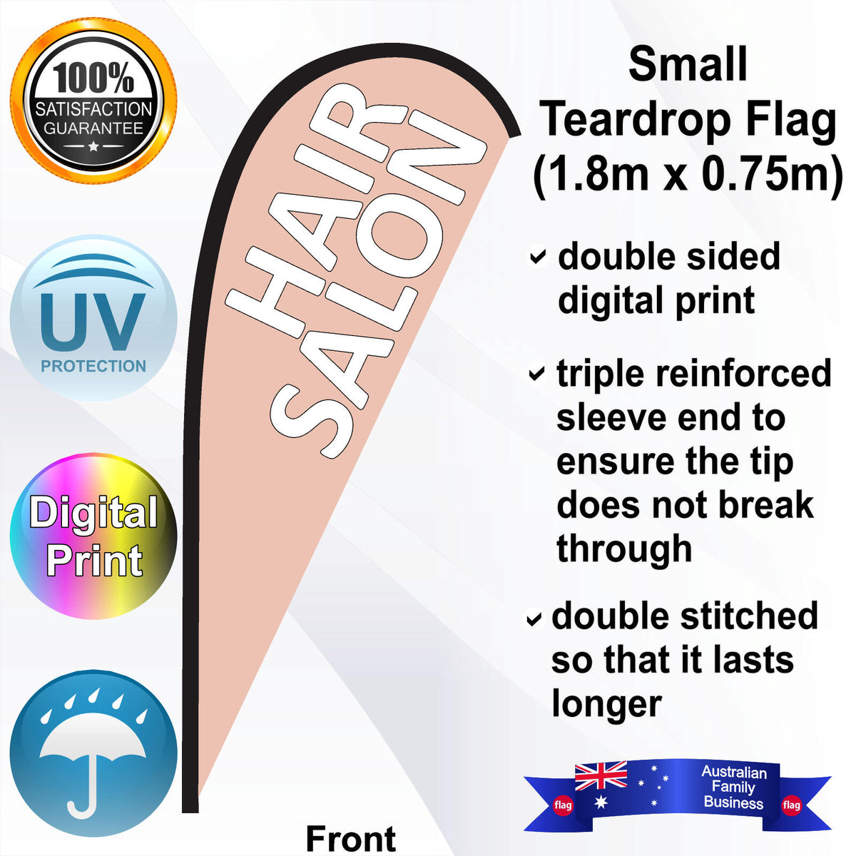 HAIR SALON Teardrop Flag - Front