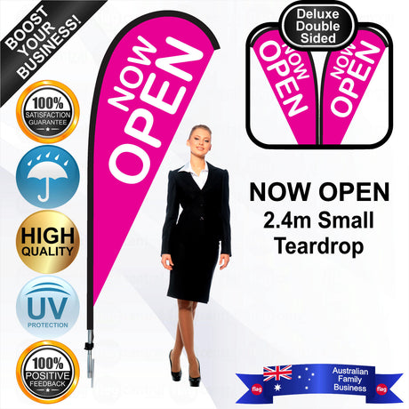 NOW OPEN Teardrop Flag - Bundle