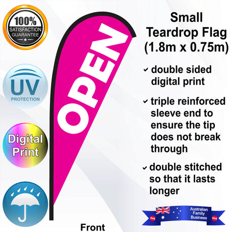 OPEN Teardrop Flag - Front