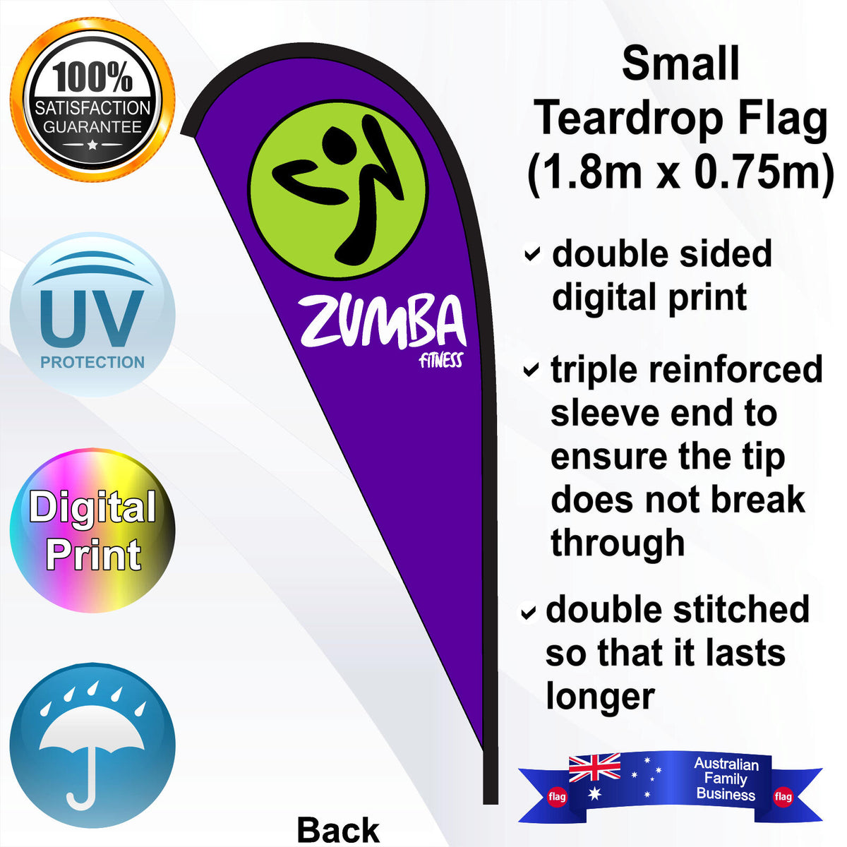 ZUMBA Teardrop Flag - Rear