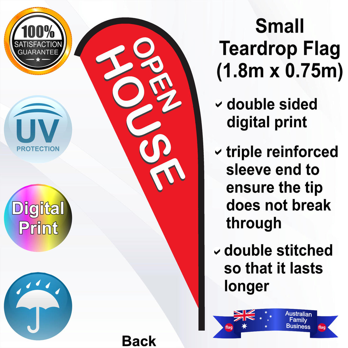 OPEN HOUSE Teardrop Flag - Rear