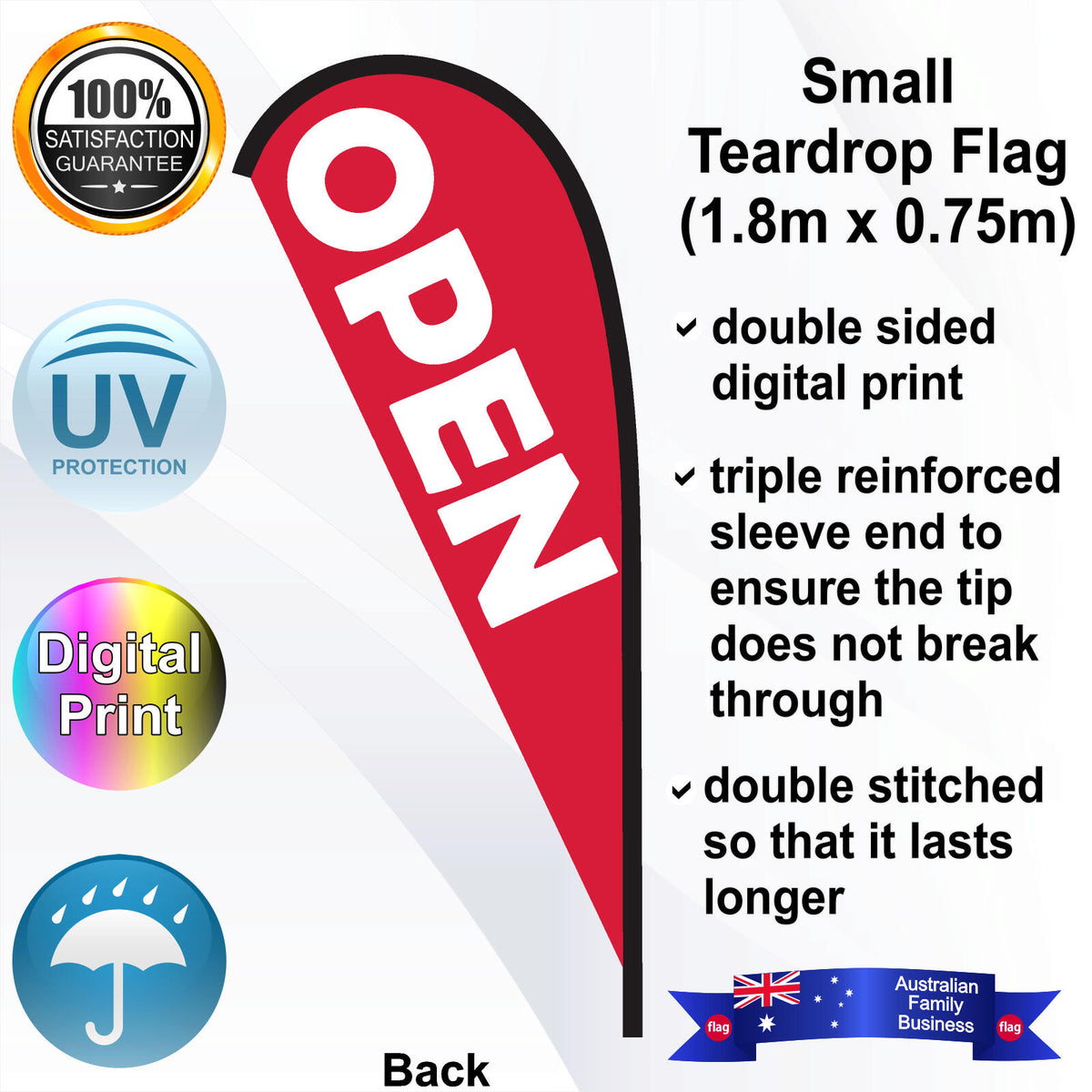 OPEN Teardrop Flag - Rear