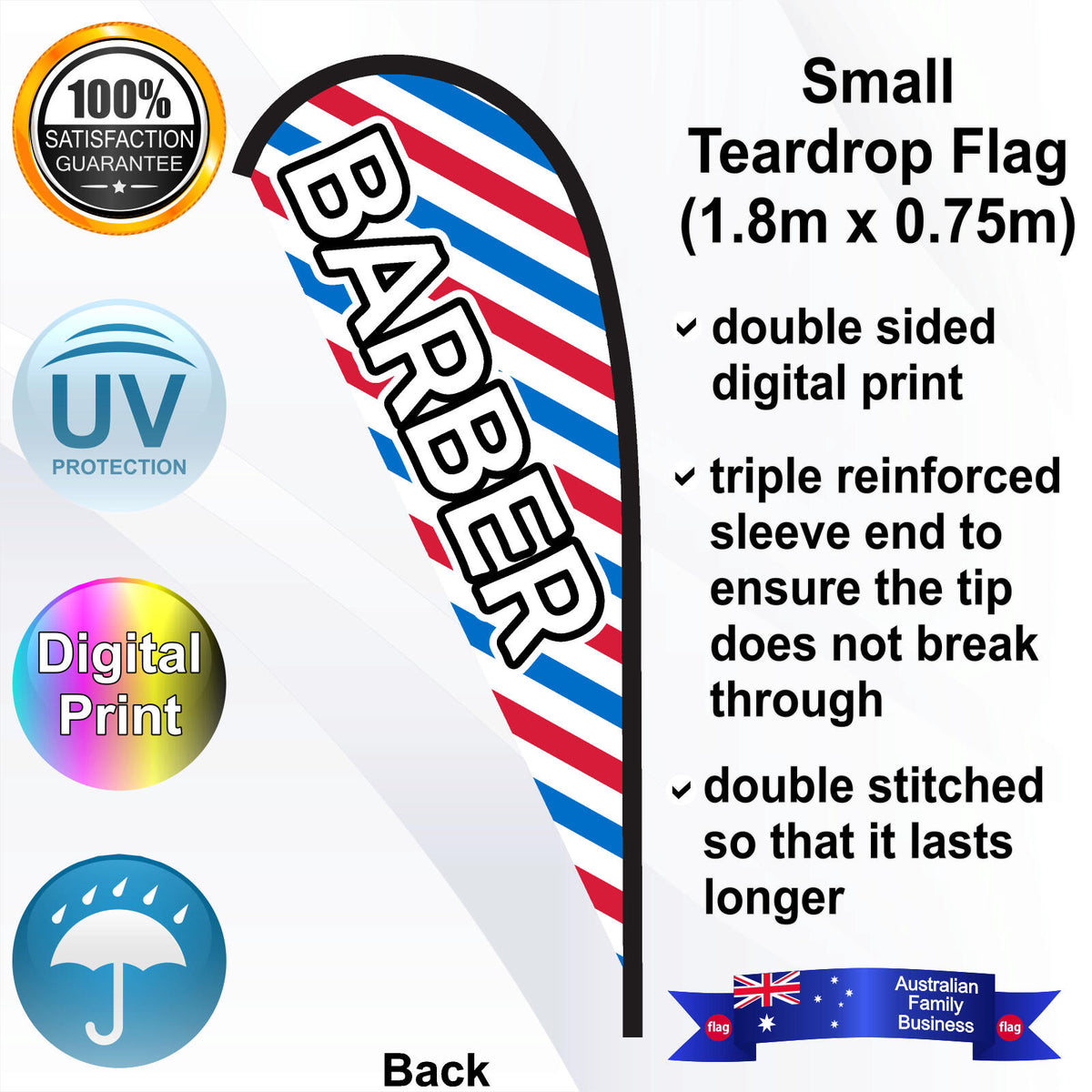 BARBER Teardrop Flag - Rear