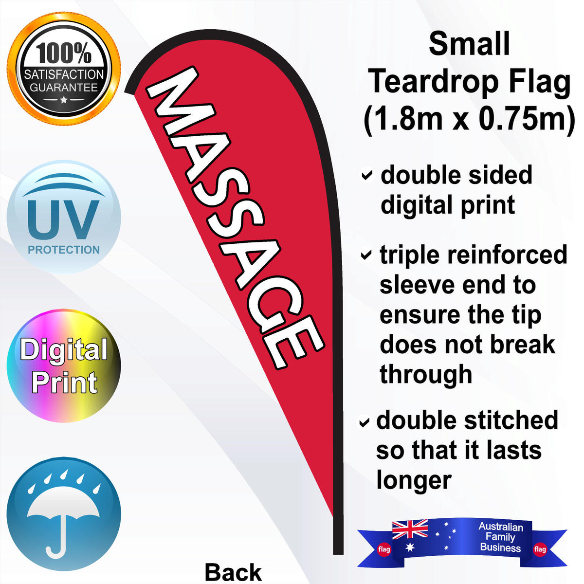 MASSAGE Teardrop Flag - Rear