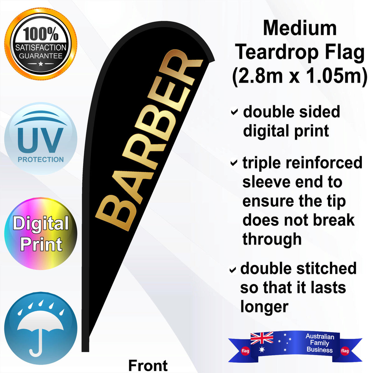 BARBER Teardrop Flag - Front