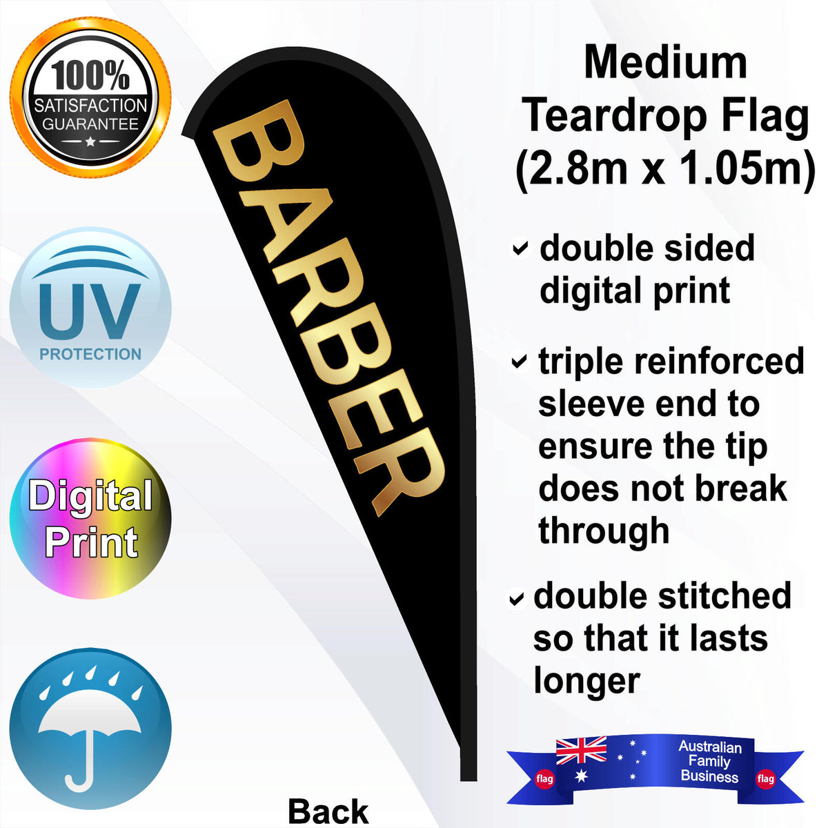 BARBER Teardrop Flag - Rear