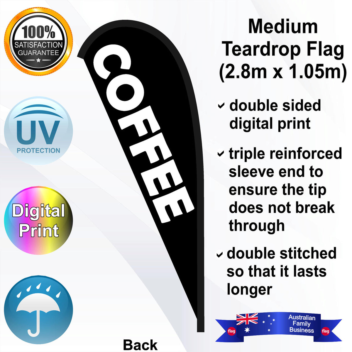 COFFEE Teardrop Flag - Rear