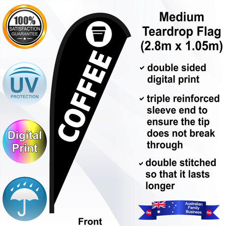 COFFEE with TAKEAWAYCUP Teardrop Flag - Front