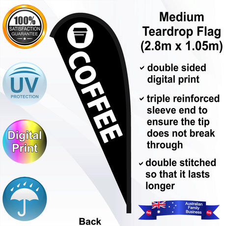 COFFEE with TAKEAWAYCUP Teardrop Flag - Rear