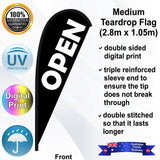 OPEN Teardrop Flag - Front