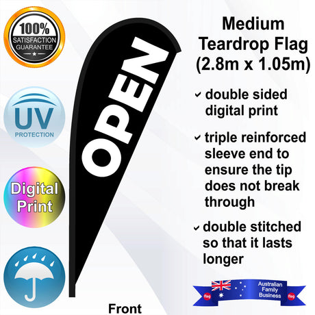 OPEN Teardrop Flag - Front