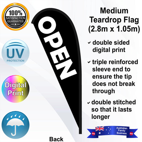 OPEN Teardrop Flag - Rear