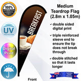 BREAKFAST Teardrop Flag - Front
