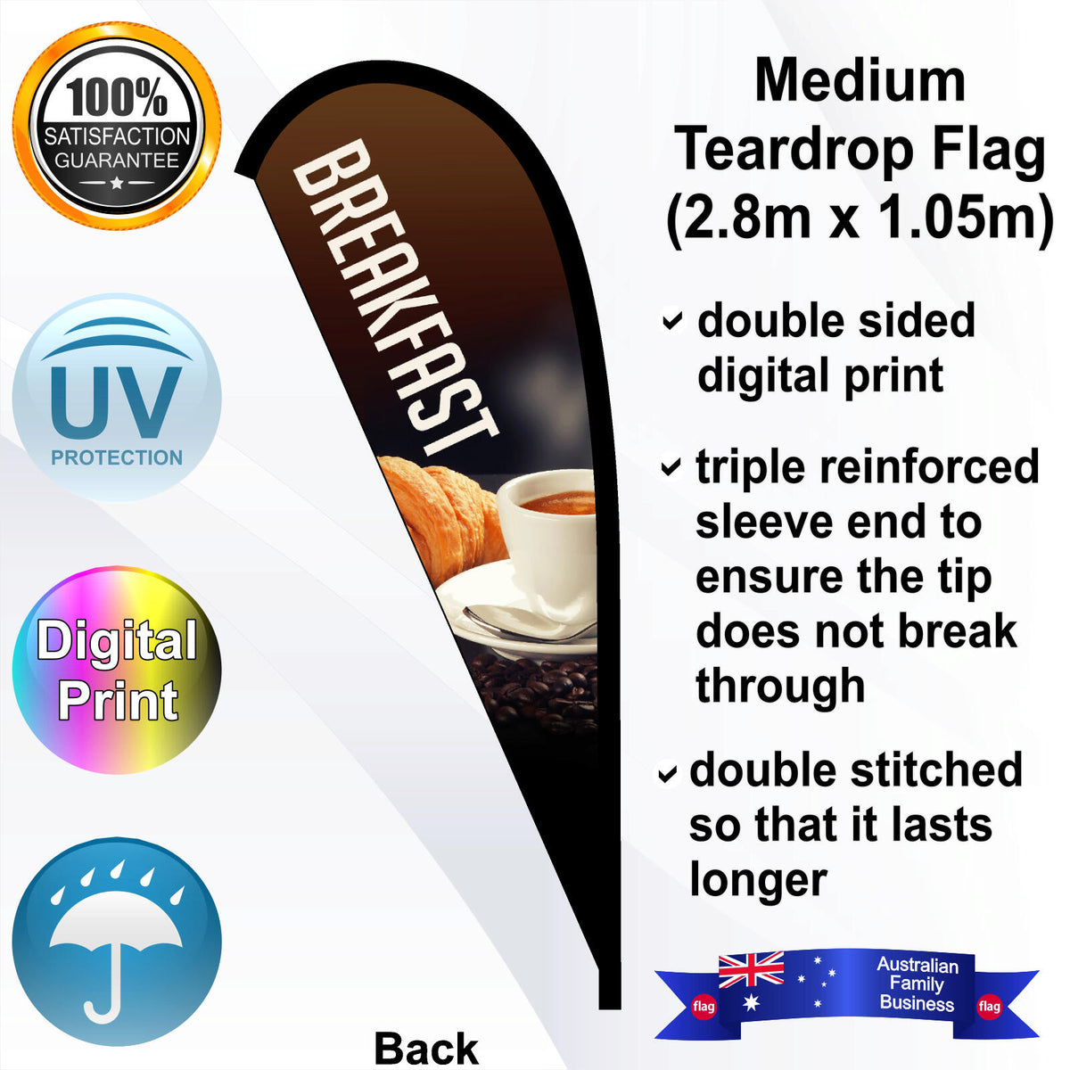 BREAKFAST Teardrop Flag - Rear