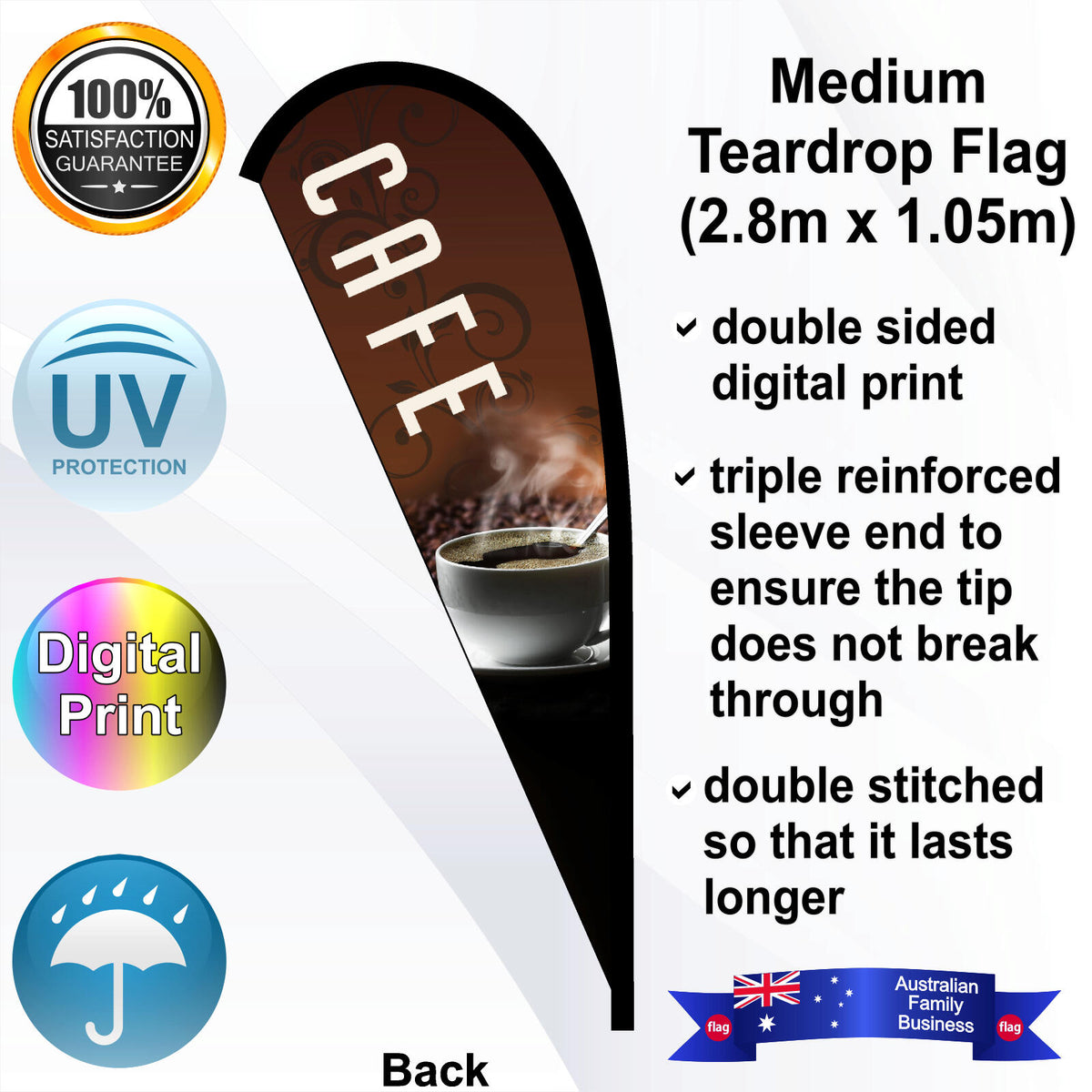 CAFE Teardrop Flag - Rear