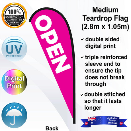 OPEN Teardrop Flag - Rear