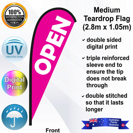 OPEN Teardrop Flag - Front