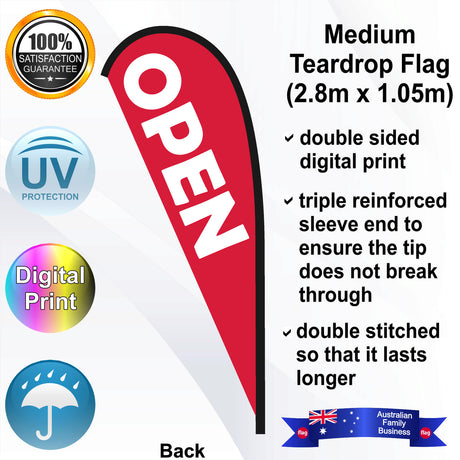 OPEN Teardrop Flag - Rear