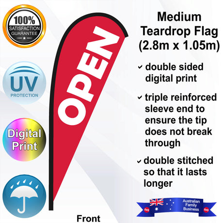 OPEN Teardrop Flag - Front