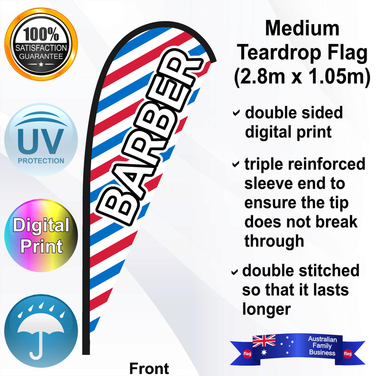 BARBER Teardrop Flag - Front