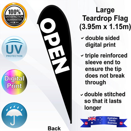 OPEN Teardrop Flag - Rear