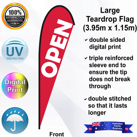OPEN Teardrop Flag - Front