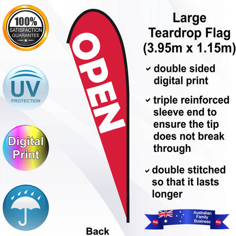OPEN Teardrop Flag - Rear