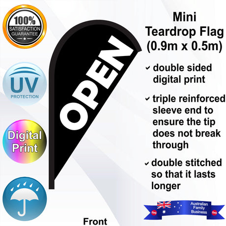 OPEN Teardrop Flag - Front