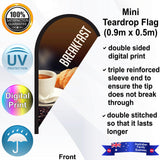 BREAKFAST Teardrop Flag - Front