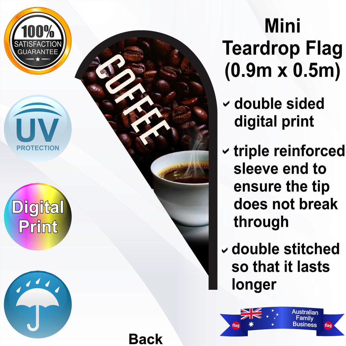 COFFEE Teardrop Flag - Rear