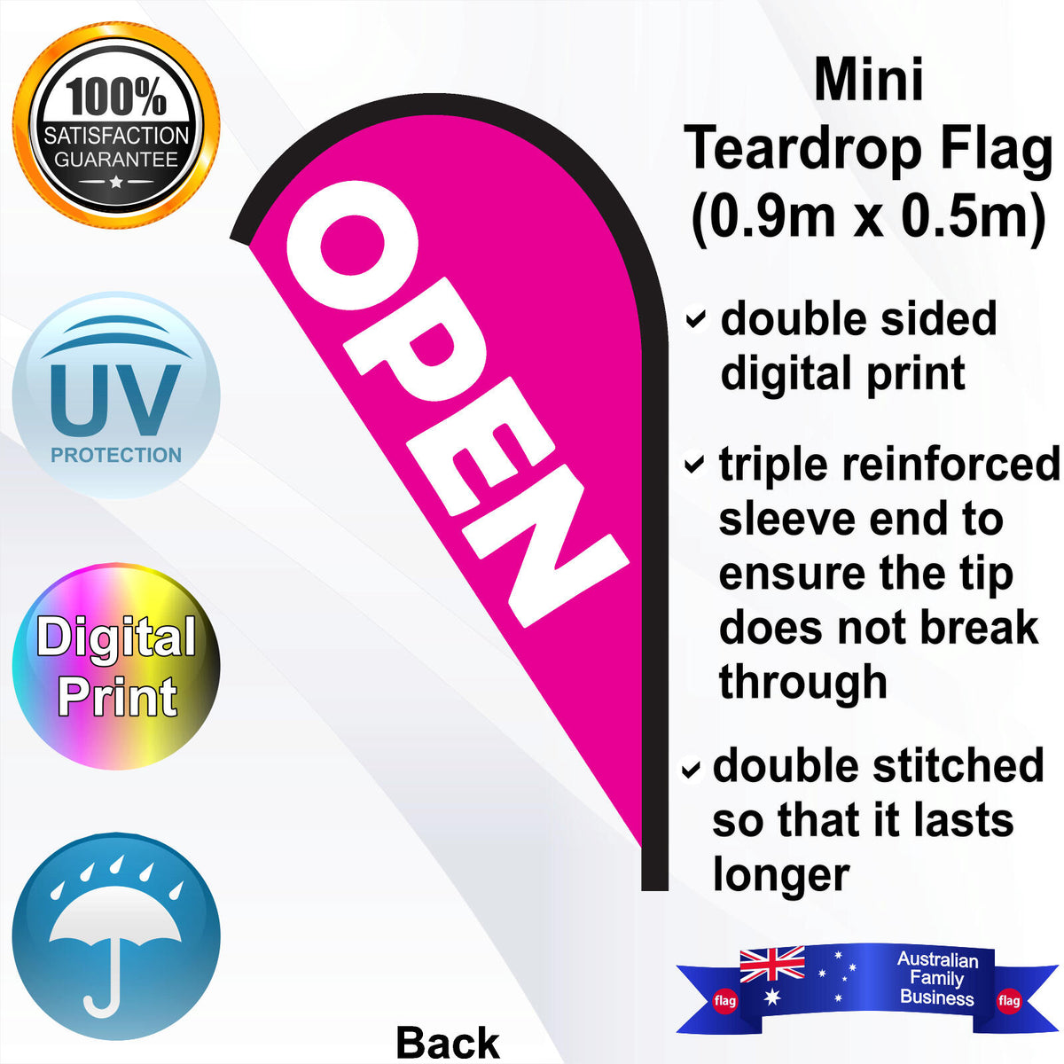 OPEN Teardrop Flag - Rear