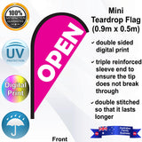 OPEN Teardrop Flag - Front