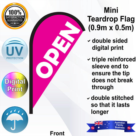 OPEN Teardrop Flag - Front