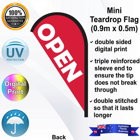 OPEN Teardrop Flag - Rear
